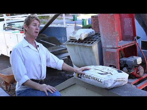 Mixing Eisenwall stucco with applications.