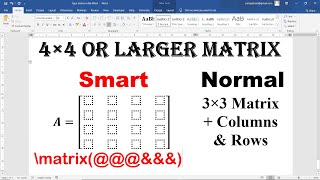 [Shortcut] Make a 4x4 matrix or any custom size matrix in Word | Create 4x4 or large Matrix in Word