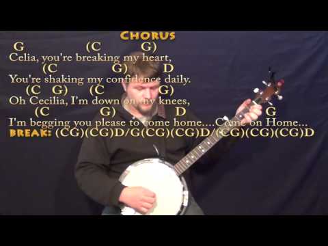 Oh Cecilia (S&G) Banjo Cover Lesson in G with Chords/Lyrics