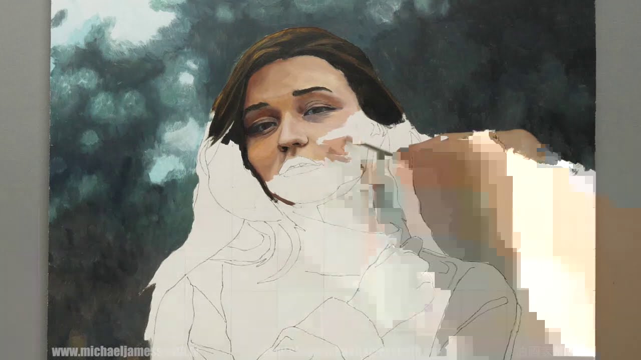 realistic portrait painting timelapse video by michael james smith
