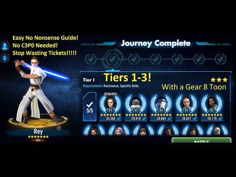 No Nonsense Galactic Legend Rey Tier 1-3 Guide! No C3PO! With a G8 Toon!