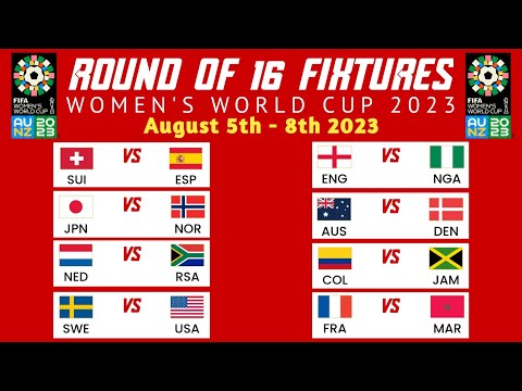 Women's World Cup 2023 round of 16 fixtures