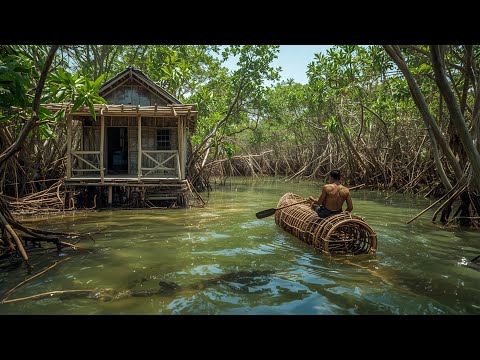 31 Day Challenge to Build a Shelter in a Wet and Dangerous Swamp, Bushcraft, Survival