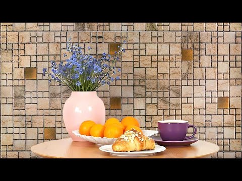 Стеновая ПВХ панель Бежевая мозаика под камень мрамор 960*480мм винил влагостойкая плитка декор - фото 1 - id-p2503536686