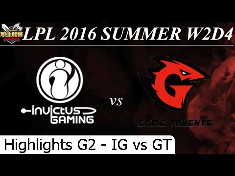 IG vs GT Game 2 Highlights - LPL Summer 2016 W2D1M9 Invictus Gaming vs Game Talents