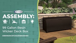 Suncast 73 & 99 Gallon Resin Wicker Deck Box Assembly Video