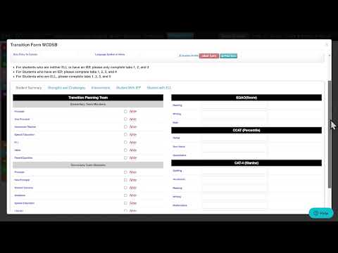 Grade 8 Transition Form