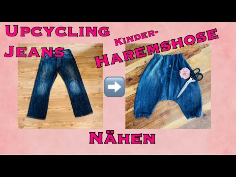 Upcycling Jeans zu Kinder Haremshose nähen ohne Schnittmuster Refashion Altkleider für Anfänger