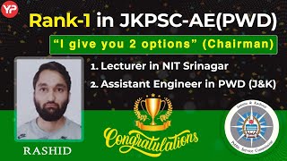 Rank 1 | JKPSC AE PWD Selection | NIT Srinagar graduate selected in JKPSC AE PWD