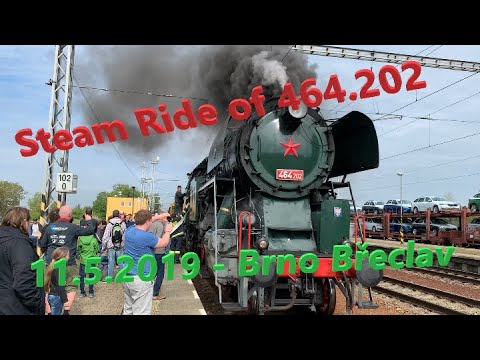 Steam ride Brno Breclav, steam locomotive type 464.202 "Rosnička"