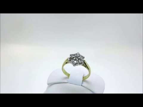 18ct Yellow + White Gold 0.50 Diamond Daisy Cluster Engagement Dress Ring(00125)