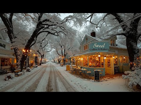 Warm Winter Jazz ❄️ Slow Snowy Morning at a Small Town Coffee Shop | Relaxing Jazz to Ease Your Mind