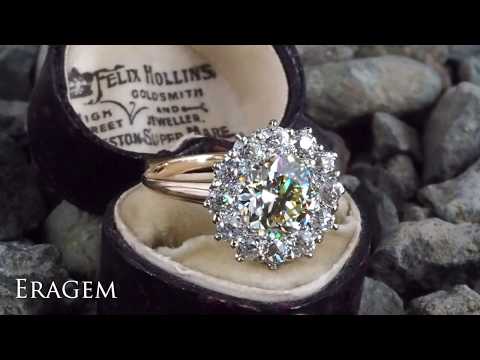 Warm Color Gorgeous Vintage Diamond Halo Ring 14K Gold 2.56ct S-T/VVS2 GIA