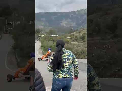 Makeshift motorized cart overturns on roadside in Guano, Ecuador