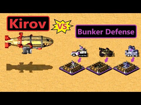 Kirov vs 3 Anti-Air in Bunkers - Red Alert 2