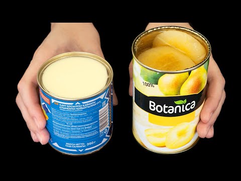 Whisk condensed milk and pear! NEW quick no-bake dessert!