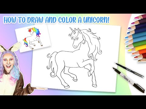 HOW TO DRAW & COLOR A UNICORN | GIANT Rainbow Unicorn...