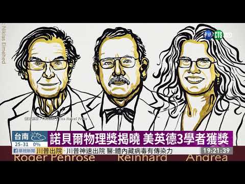 研究黑洞三學者 獲諾貝爾物理學獎