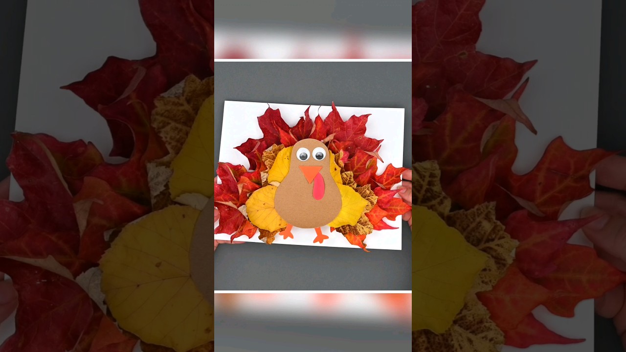 Fall Leaf Turkeys 🍂 #easycrafts #leafcrafts #thanksgivingcrafts