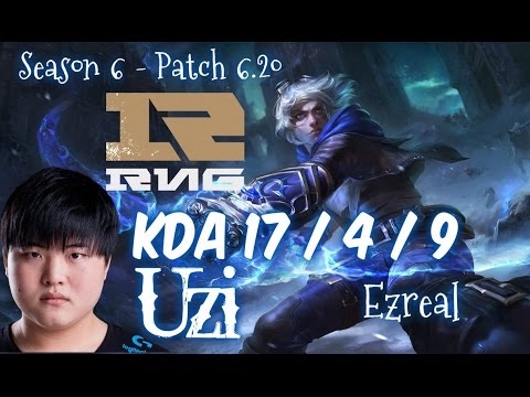 RNG Uzi EZREAL vs JHIN ADC - Patch 6.20 NA Ranked | League of Legends