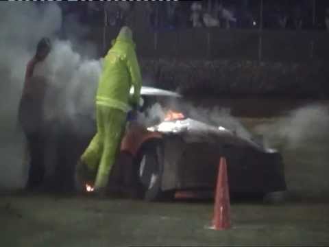 SOUTH AUST SUPER SEDAN DRIVER BILL MILLER GOES UP IN FLAMES DRAMITIC FOOTAGE FROM THE INFIELD