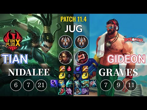FPX Tian Nidalee vs KT GIDEON Graves Jungle - KR Patch 11.4