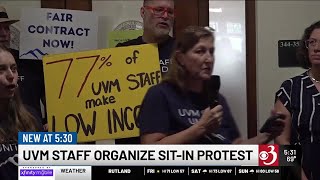 UVM nonfaculty union members stage 'work-in' over stalled contract talks