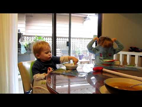 Eating Teta Marija's soup!