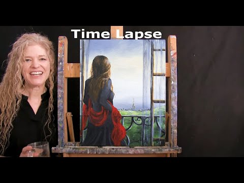 TIME LAPSE - Learn How to Paint "PARIS VIEW" with Acrylic Paint - Easy Step by Step Tutorial