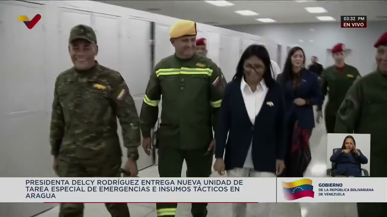 Delcy Rodríguez entrega unidad de tarea especial de emergencias e insumos tácticos en Aragua