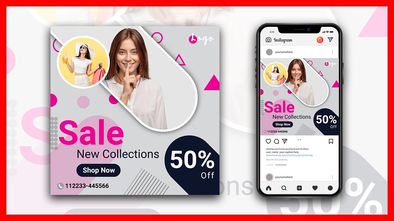 How to Design Social Media Ads Post In Illustrator | Adobe Illustrator tutorial