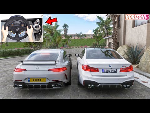 Forza Horizon 5 - BMW M5 F90 & Mercedes-AMG GT63 S 4-Door | Steering Wheel Gameplay (Ft. K3BAB)