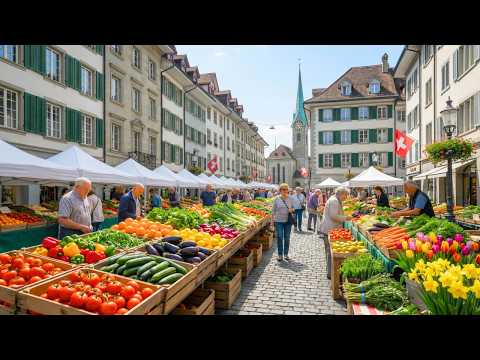 Morning Market In Zurich 🇨🇭 |  Walking in Switzerland’s Most Beautiful City