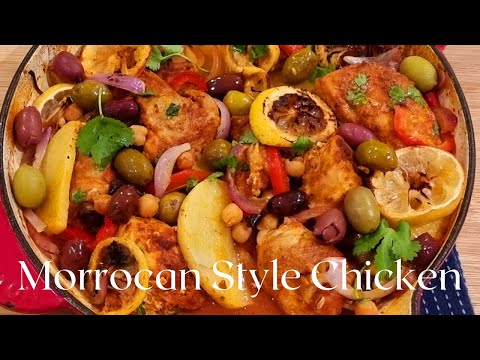 Moroccan Style Chicken | One Pot Chicken recipe with Olives Lemon and Veges.