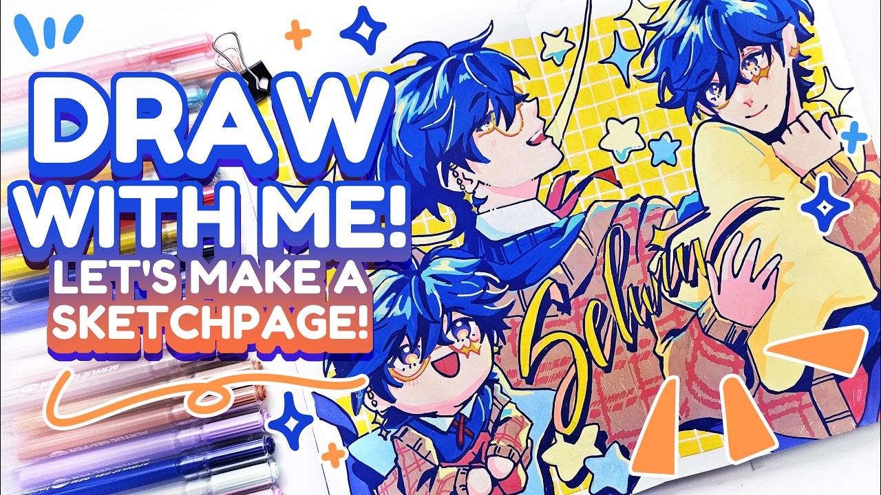 Acrylic Marker Sketchbook Spread! | Draw With me!