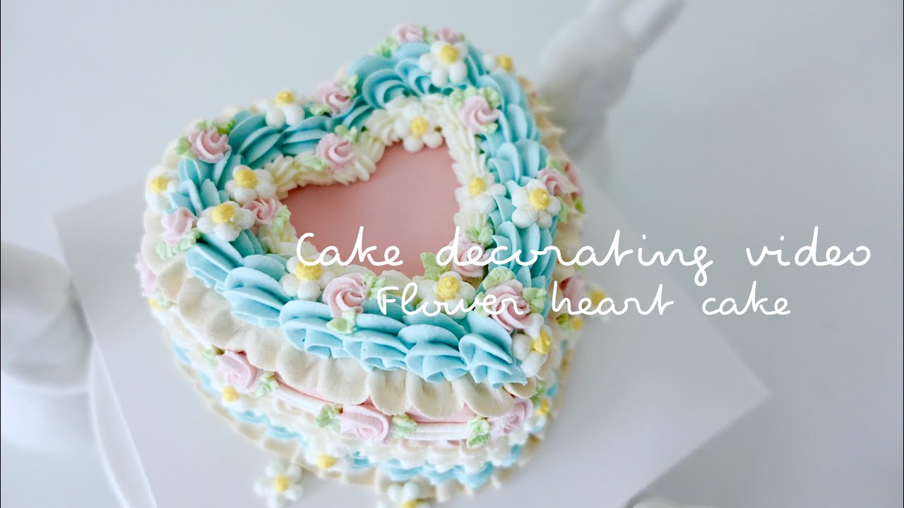 【Flower heart cake🌼🌹💐🌸】Cake decorating video | お花のハート型ケーキ