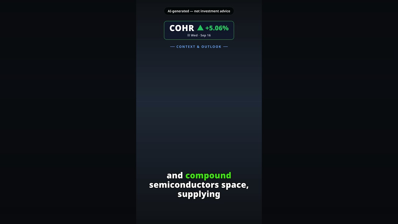 Why Is Coherent Stock Jumping Today? COHR +5.06% (Sep 16)