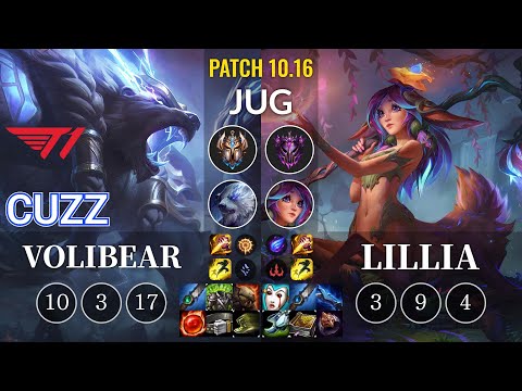 T1 Cuzz Volibear vs Lillia Jungle - KR Patch 10.16