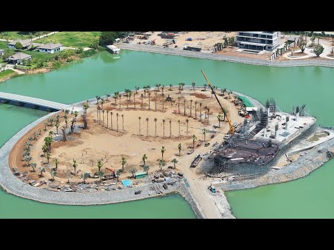 2041,Hotel construction in the middle of the lake is gradually changing every day