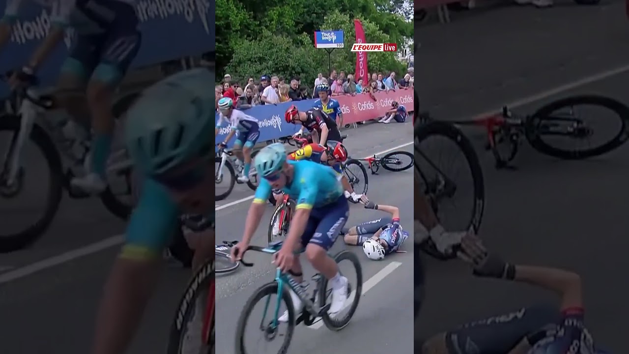 🚴 Terrible chute à l'arrivée de la première étape du Tour de Hongrie  #cyclisme
