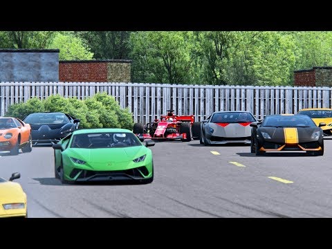 Ferrari F1 2018 vs All Lamborghini Supercars -Top Gear Track