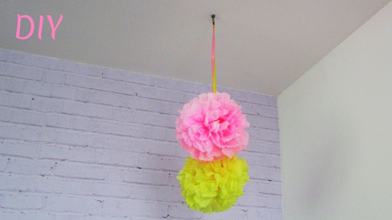 DIY Pompom gigante feito com papel crepom🌸