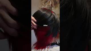 Red Ghost Root with Peekaboo Perfection! #beforeandafter #HairDye #haircolor #hair