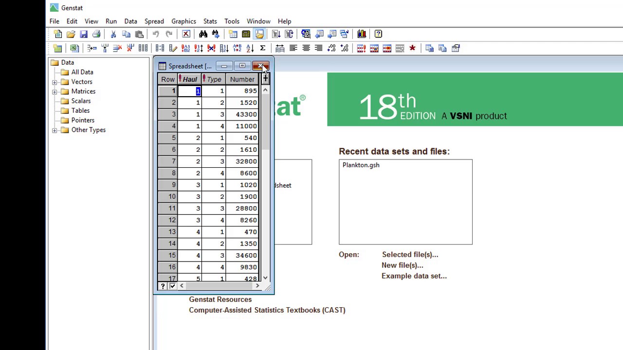 1.1 The Genstat interface