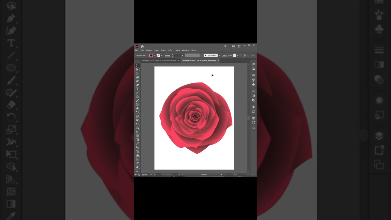 how to make red rose flower design in Adobe Illustrator ?🌹😮🔥