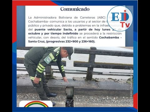 Restringen paso vehicular en el puente Sacta por daños en la infraestructura