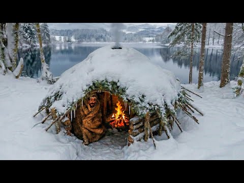3 Days SURVIVAL in -13°C SNOWSTORM; No Tent, No Sleeping Bag. Extreme WINTER Bushcraft Camping