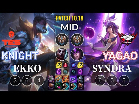 TES knight Ekko vs JDG Yagao Syndra Mid - KR Patch 10.18