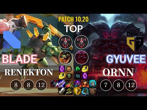 DRX Blade Renekton vs GEN gyuvee Ornn Top - KR Patch 10.20