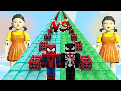 ÖRÜMCEK ADAM ve VENOM İLE SQUİD GAME ŞANS BLOKLARI CHALLENGE 🤑 - Minecraft